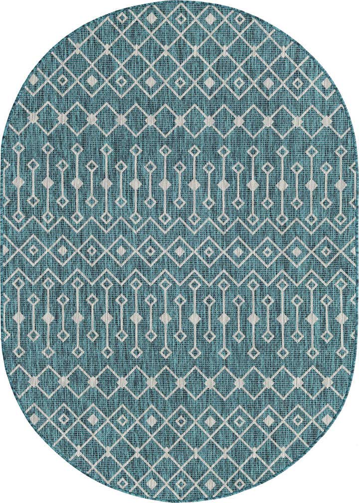 5' 3 x 8' Easy-Clean Trellis Indoor / Outdoor Oval Rug