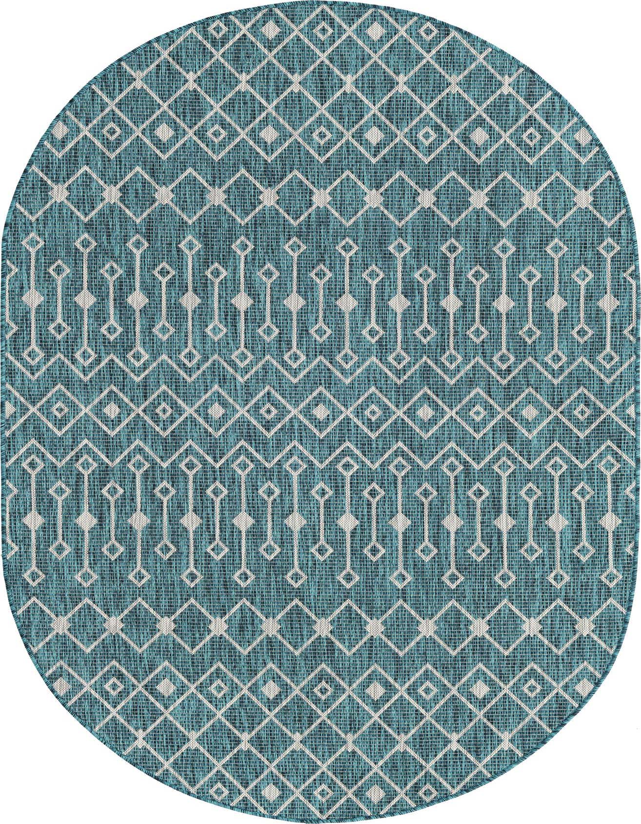 5' 3 x 8' Easy-Clean Trellis Indoor / Outdoor Oval Rug