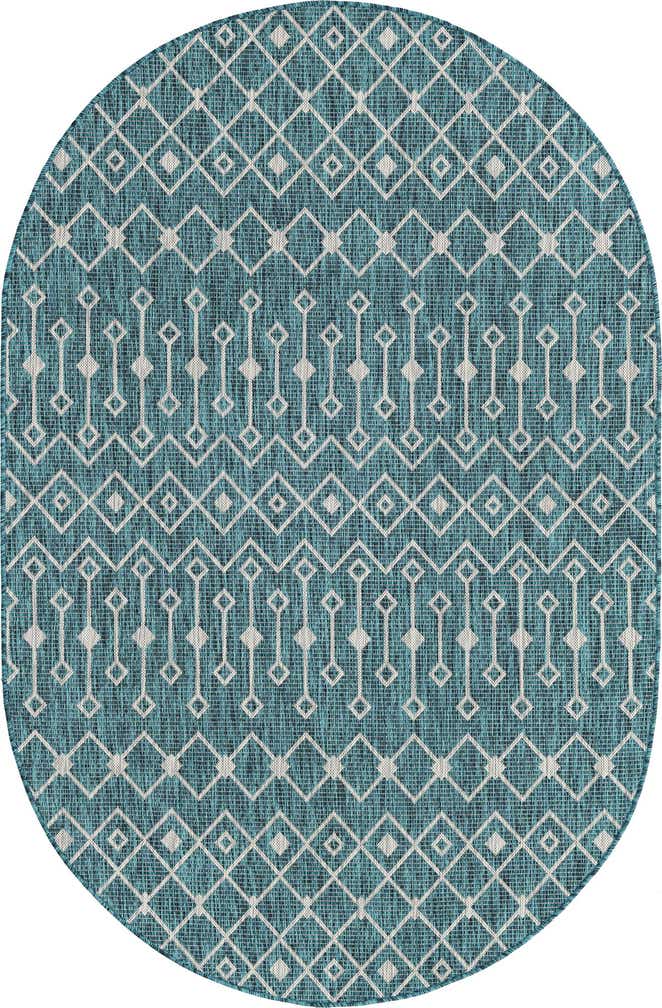 5' 3 x 8' Easy-Clean Trellis Indoor / Outdoor Oval Rug