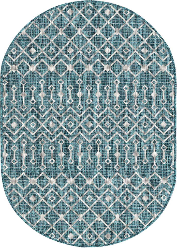 3' x 5' 3 Easy-Clean Trellis Indoor / Outdoor Oval Rug
