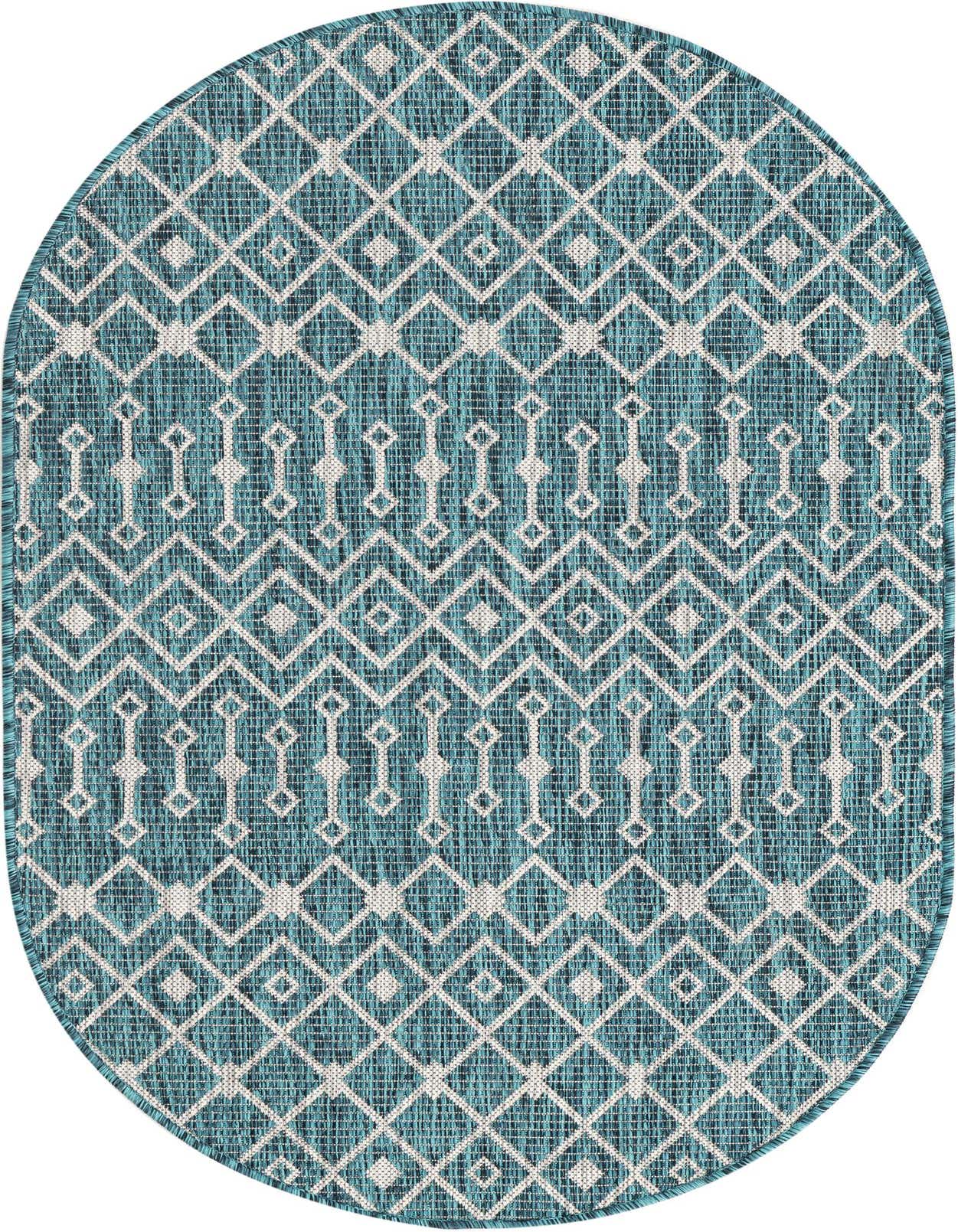3' x 5' 3 Easy-Clean Trellis Indoor / Outdoor Oval Rug