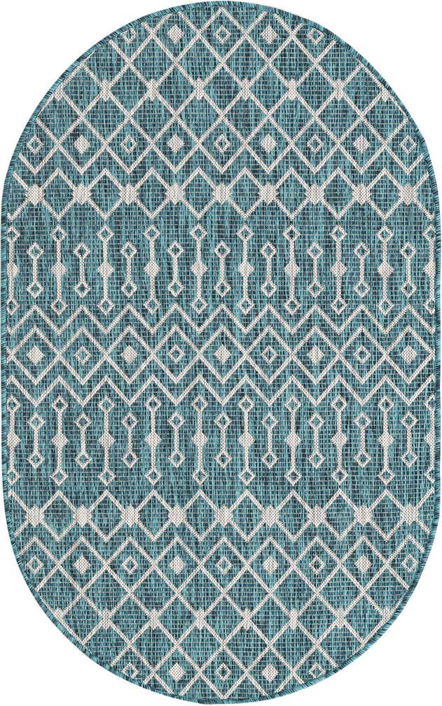 3' x 5' 3 Easy-Clean Trellis Indoor / Outdoor Oval Rug
