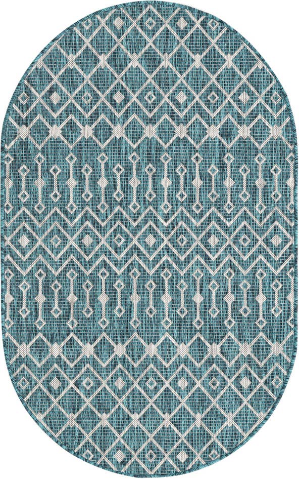 Detail image of 3' x 5' 3 Easy-Clean Trellis Indoor / Outdoor Oval Rug