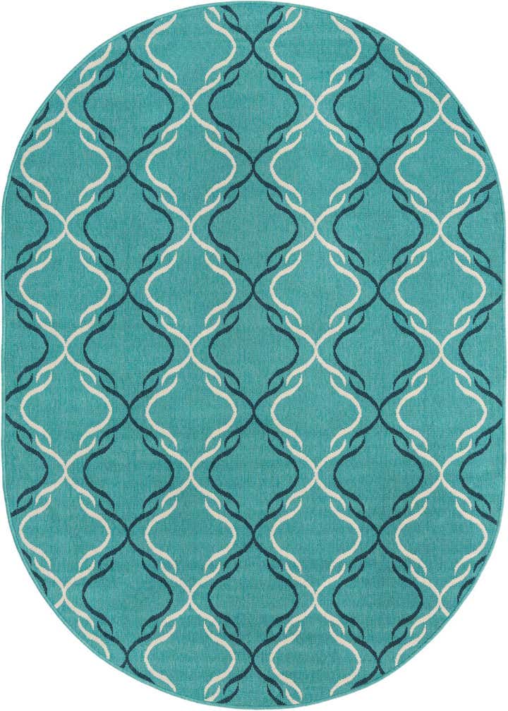5' 3 x 8' Easy-Clean Trellis Indoor / Outdoor Oval Rug