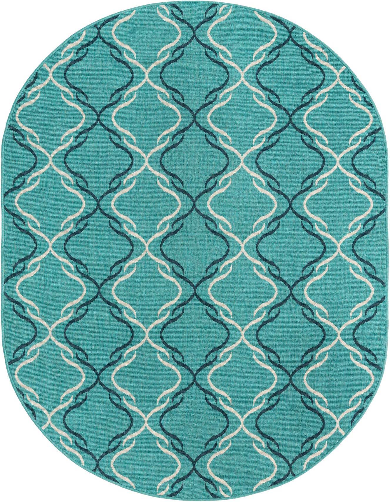5' 3 x 8' Easy-Clean Trellis Indoor / Outdoor Oval Rug