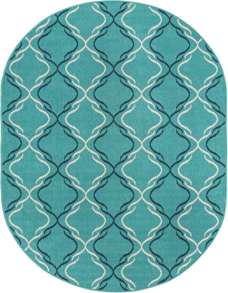 Detail image of 5' 3 x 8' Easy-Clean Trellis Indoor / Outdoor Oval Rug