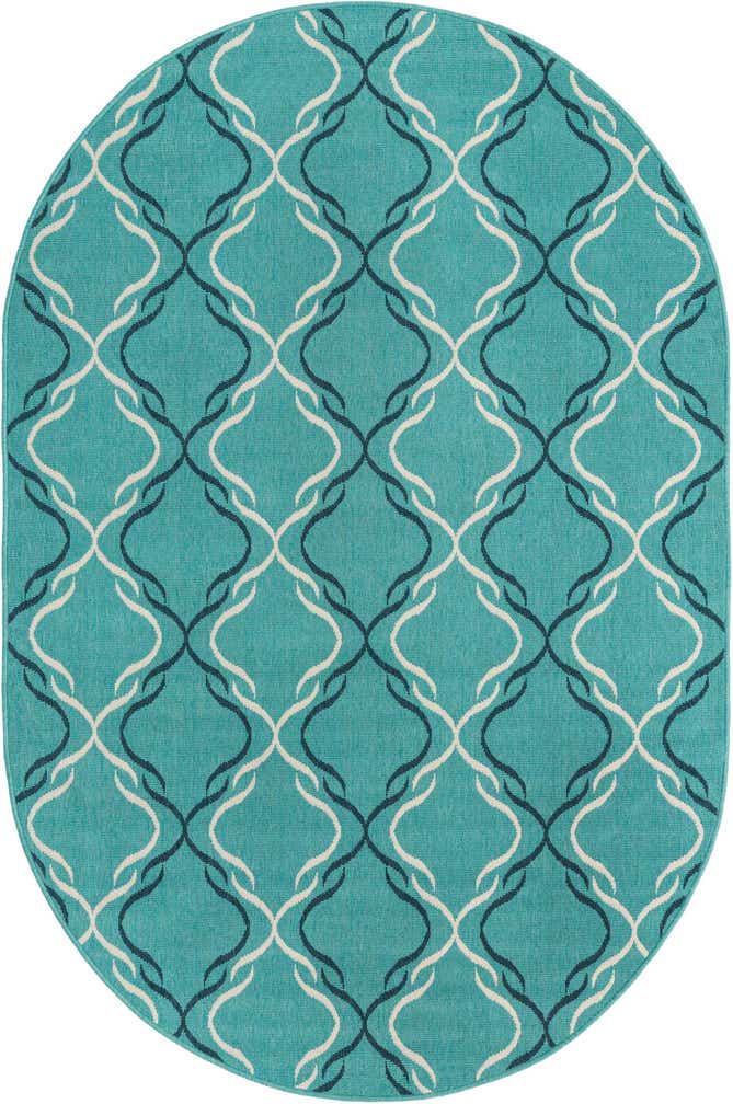 5' 3 x 8' Easy-Clean Trellis Indoor / Outdoor Oval Rug