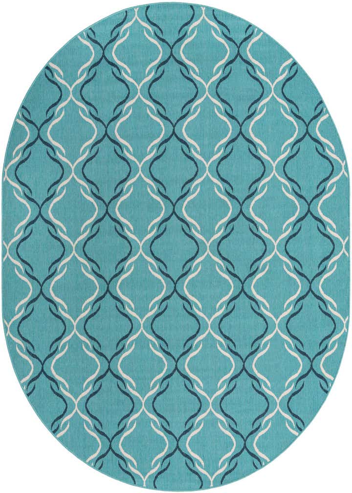 7' 10 x 10' Easy-Clean Trellis Indoor / Outdoor Oval Rug