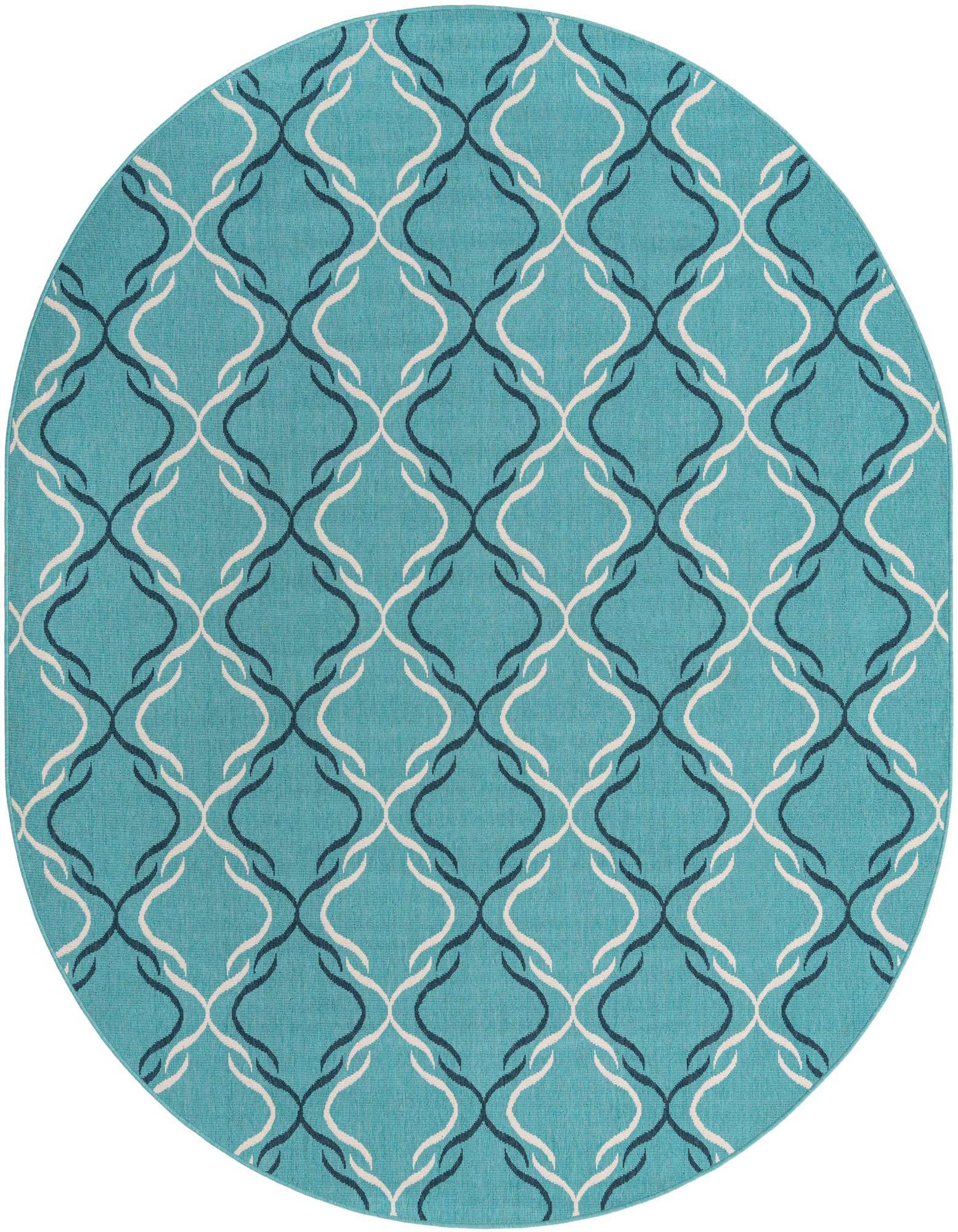 7' 10 x 10' Easy-Clean Trellis Indoor / Outdoor Oval Rug
