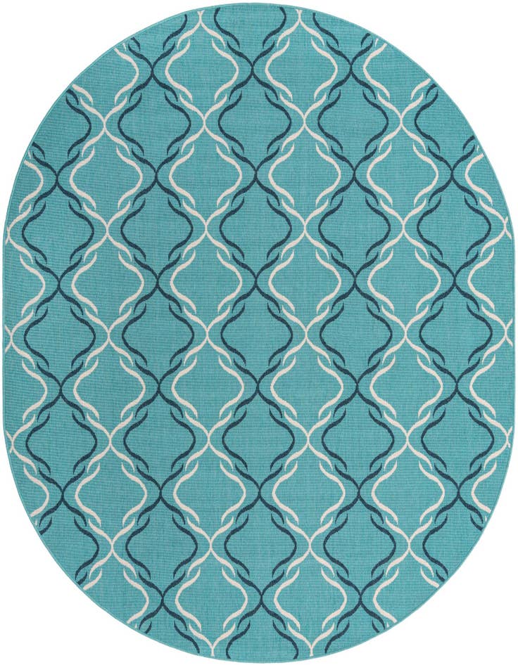 Detail image of 7' 10 x 10' Easy-Clean Trellis Indoor / Outdoor Oval Rug