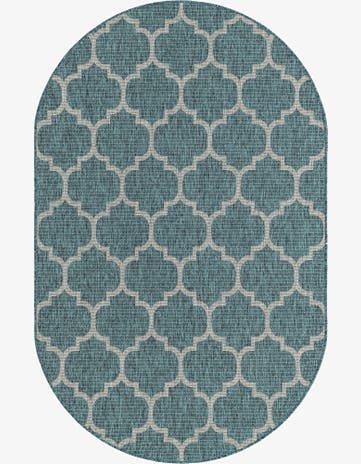 5' 3 x 8' Easy-Clean Trellis Indoor / Outdoor Oval Rug