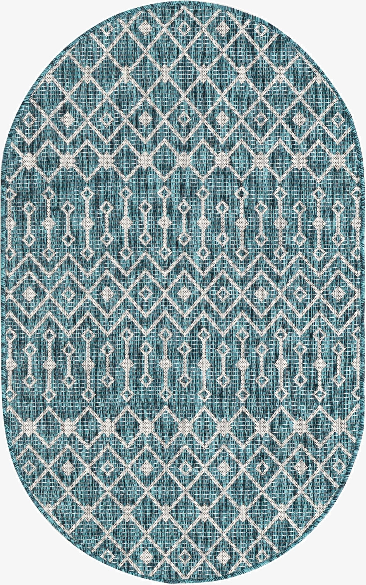 3' x 5' 3  Washable Trellis Indoor / Outdoor Oval Rug