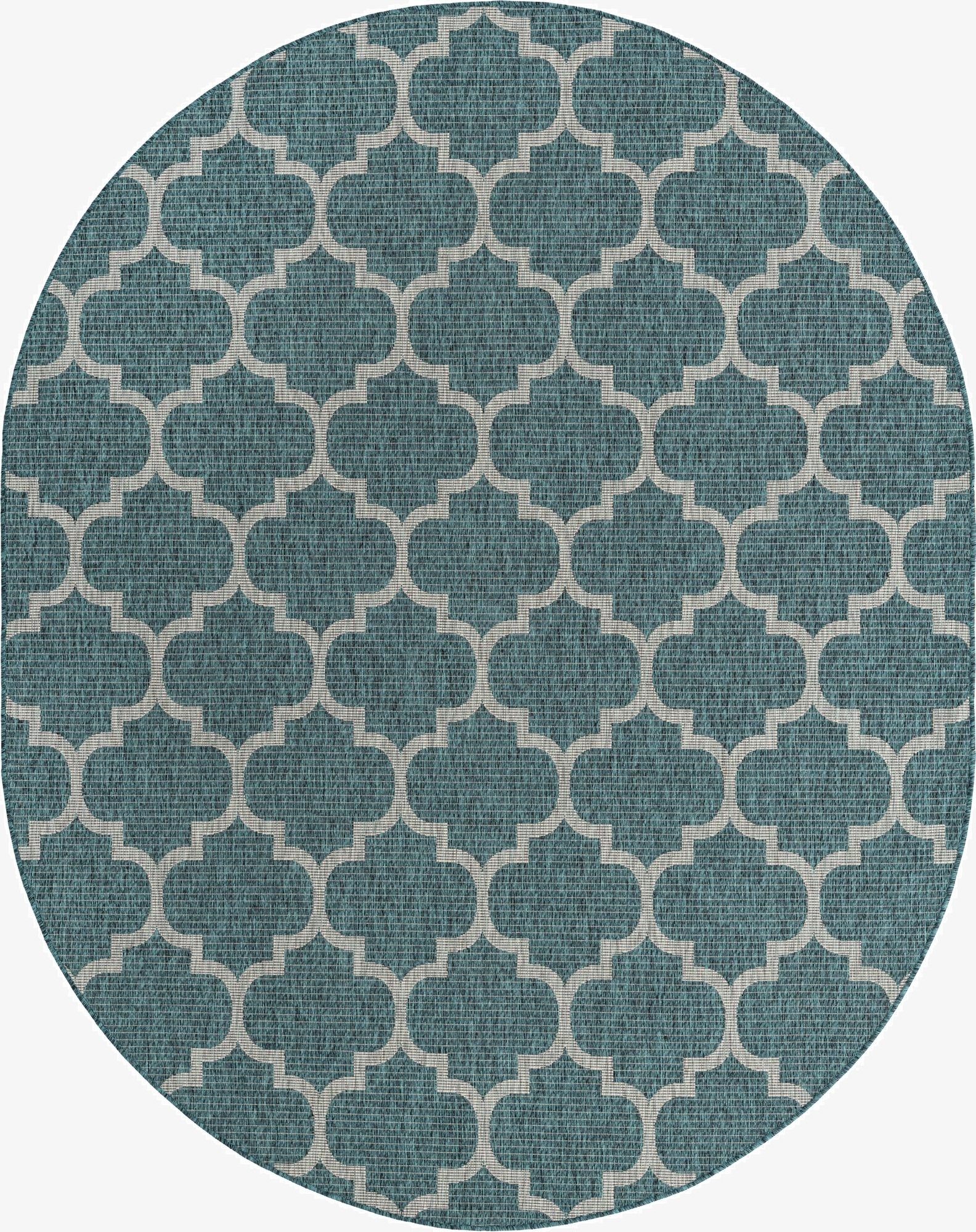 7' 10 x 10'  Washable Trellis Indoor / Outdoor Oval Rug
