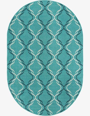 5' 3 x 8' Easy-Clean Trellis Indoor / Outdoor Oval Rug