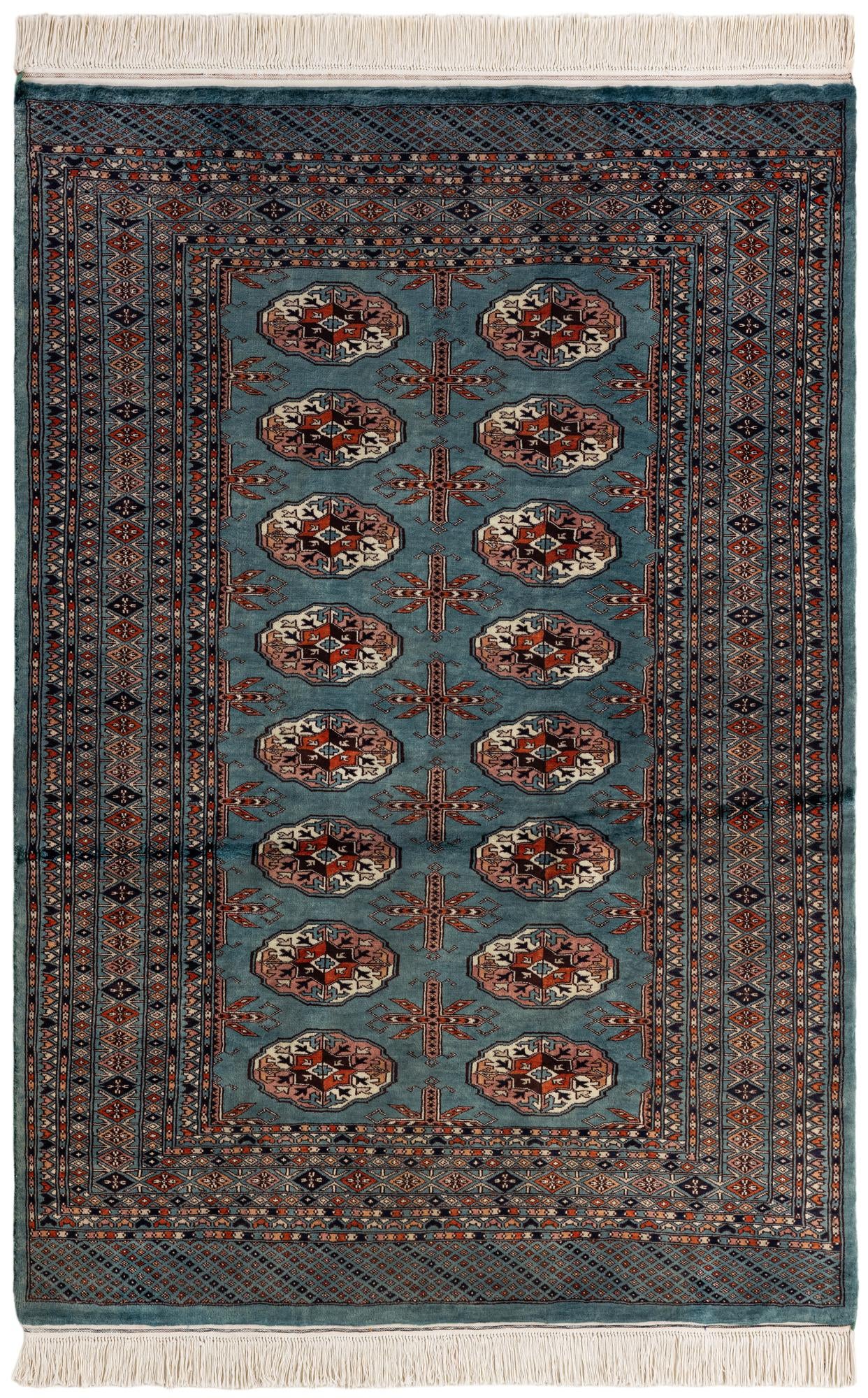 4' 3 x 6' 3  Hand Knotted Bokhara Oriental Wool Rug