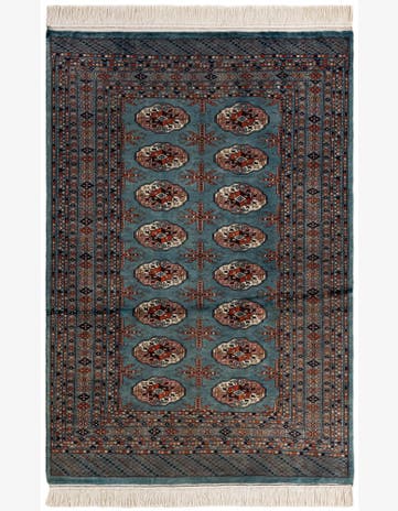 4' 3 x 6' 3 Hand Knotted Bokhara Oriental Wool Rug