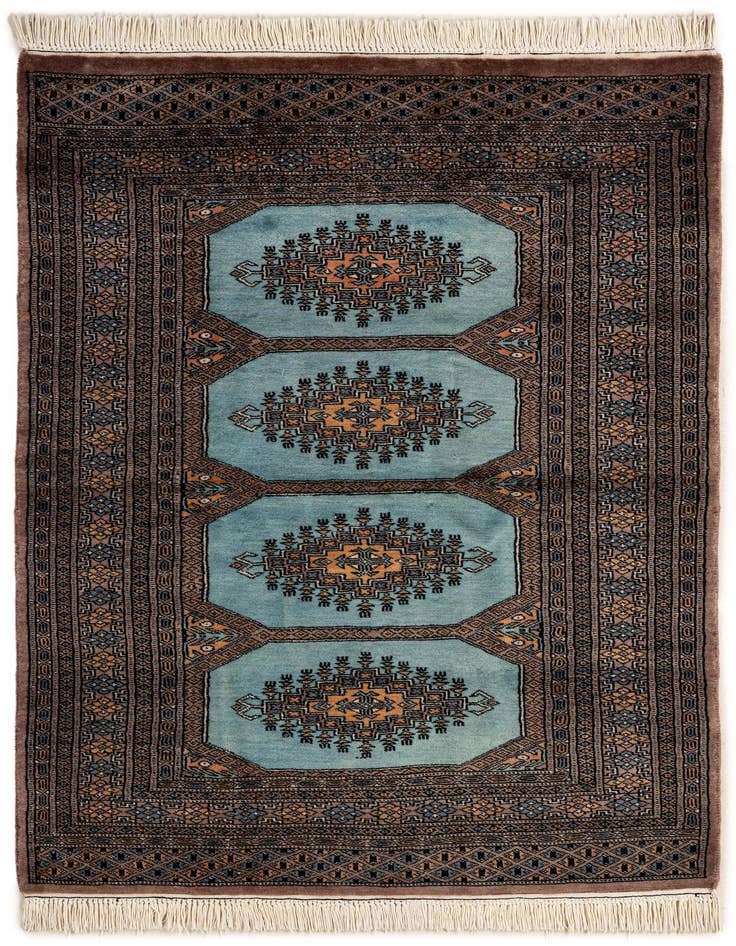 Detail image of 3' 3 x 4' 11 Hand Knotted Bokhara Oriental Wool Rug