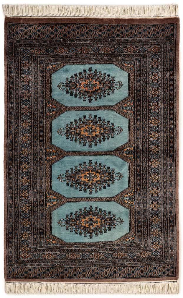 3' 3 x 4' 11 Hand Knotted Bokhara Oriental Wool Rug