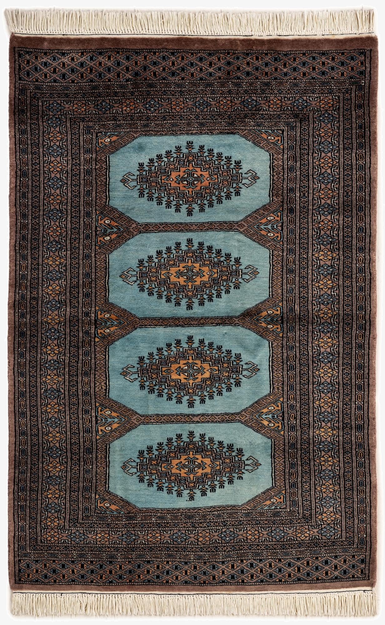 3' 3 x 4' 11  Hand Knotted Bokhara Oriental Wool Rug