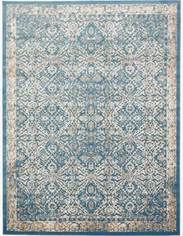 Teal Dahlia Rug