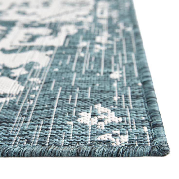 Detail image of Custom Teal Easy-Clean Jill Zarin Indoor / Outdoor Rug