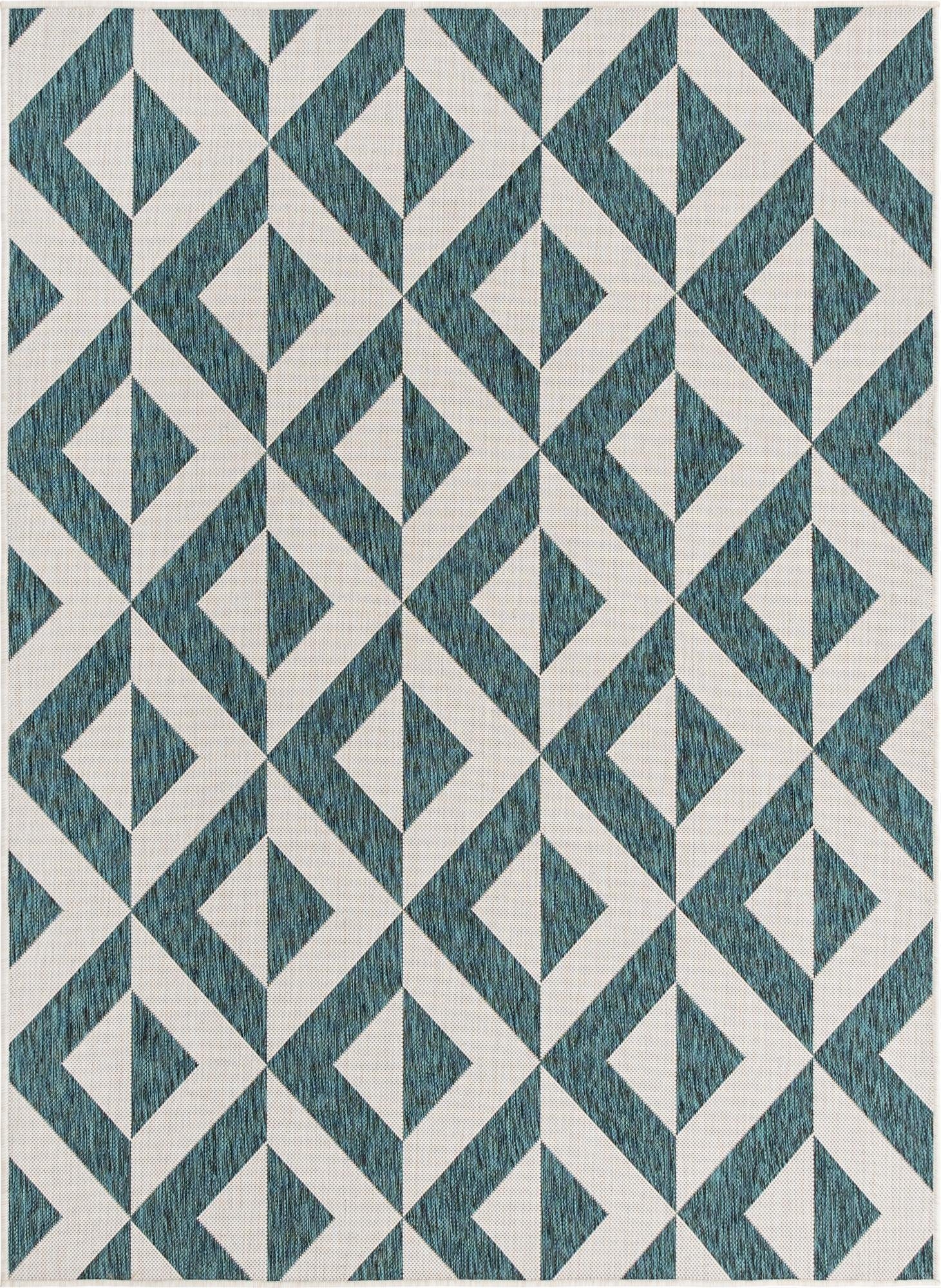 Custom Teal  Washable Jill Zarin Indoor / Outdoor Rug