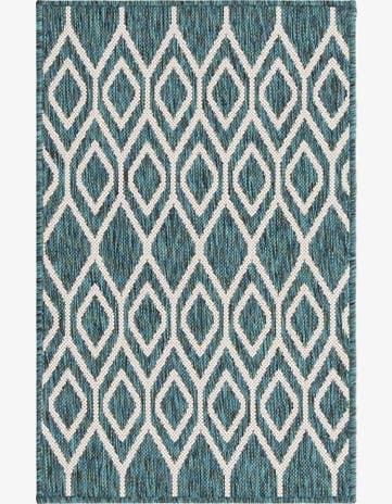Teal Easy-Clean Jill Zarin Turks and Caicos Indoor / Outdoor Rug