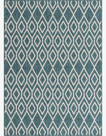 Teal Easy-Clean Jill Zarin Turks and Caicos Indoor / Outdoor Rug