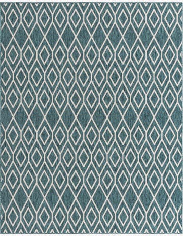 Teal Easy-Clean Jill Zarin Turks and Caicos Indoor / Outdoor Rug
