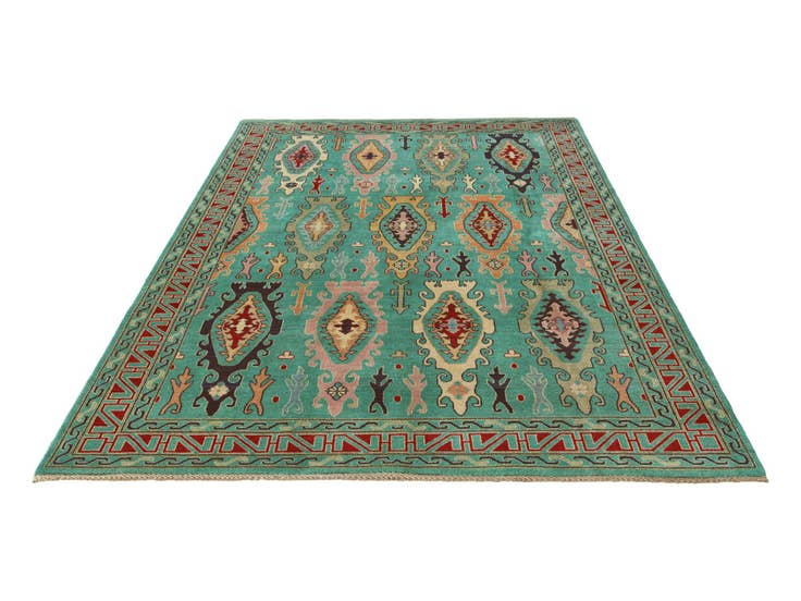 Detail image of 6' 8 x 9' 9 Hand Knotted Kazak Rug
