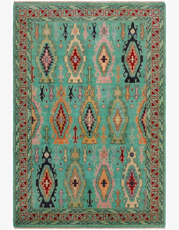 6' 8 x 9' 9 Hand Knotted Kazak Rug