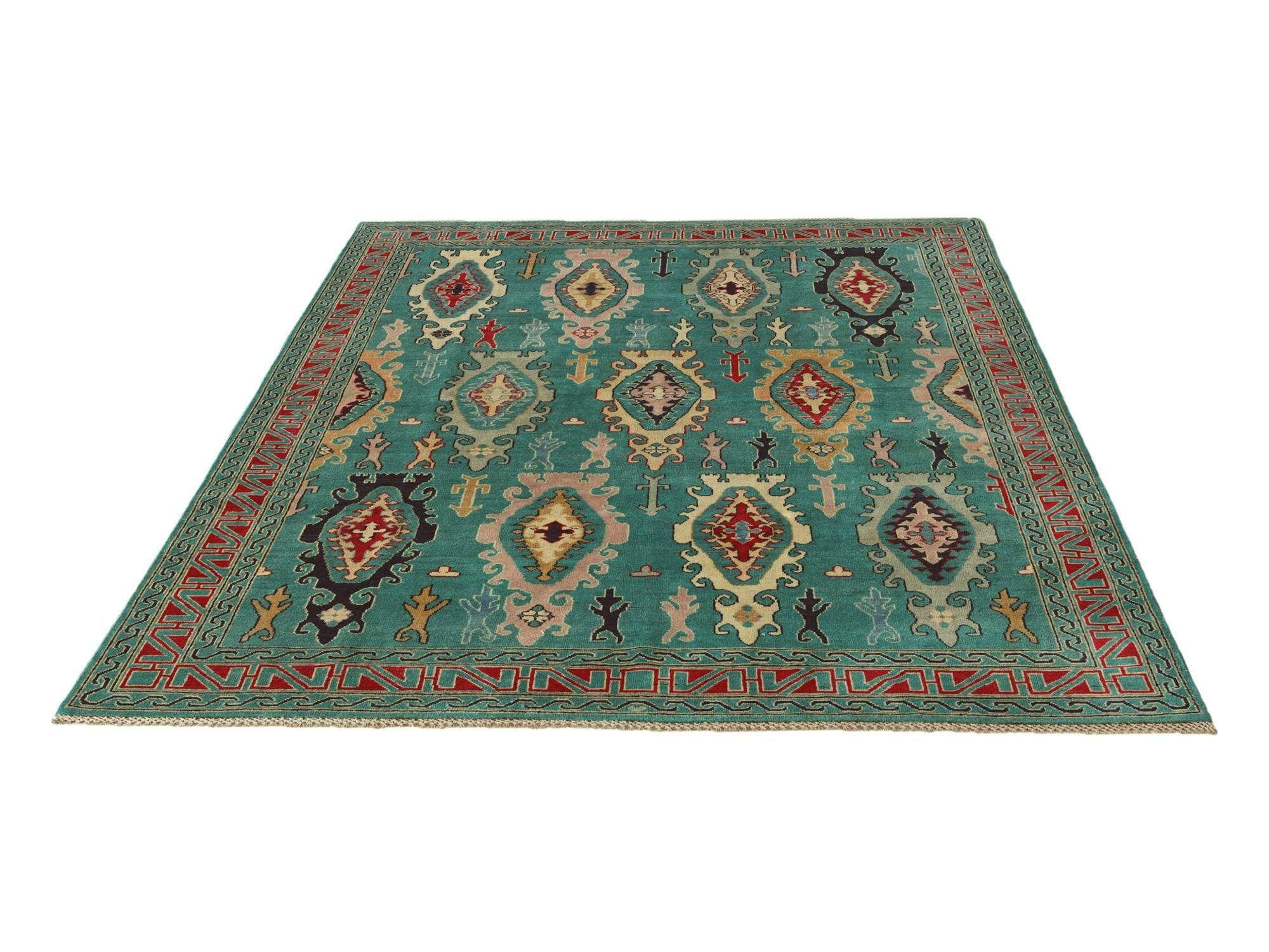 6' 8 x 9' 8 Hand Knotted Kazak Rug