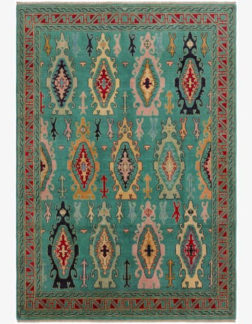 6' 8 x 9' 8 Hand Knotted Kazak Rug