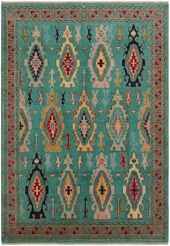 6' 8 x 9' 8 Hand Knotted Kazak Rug