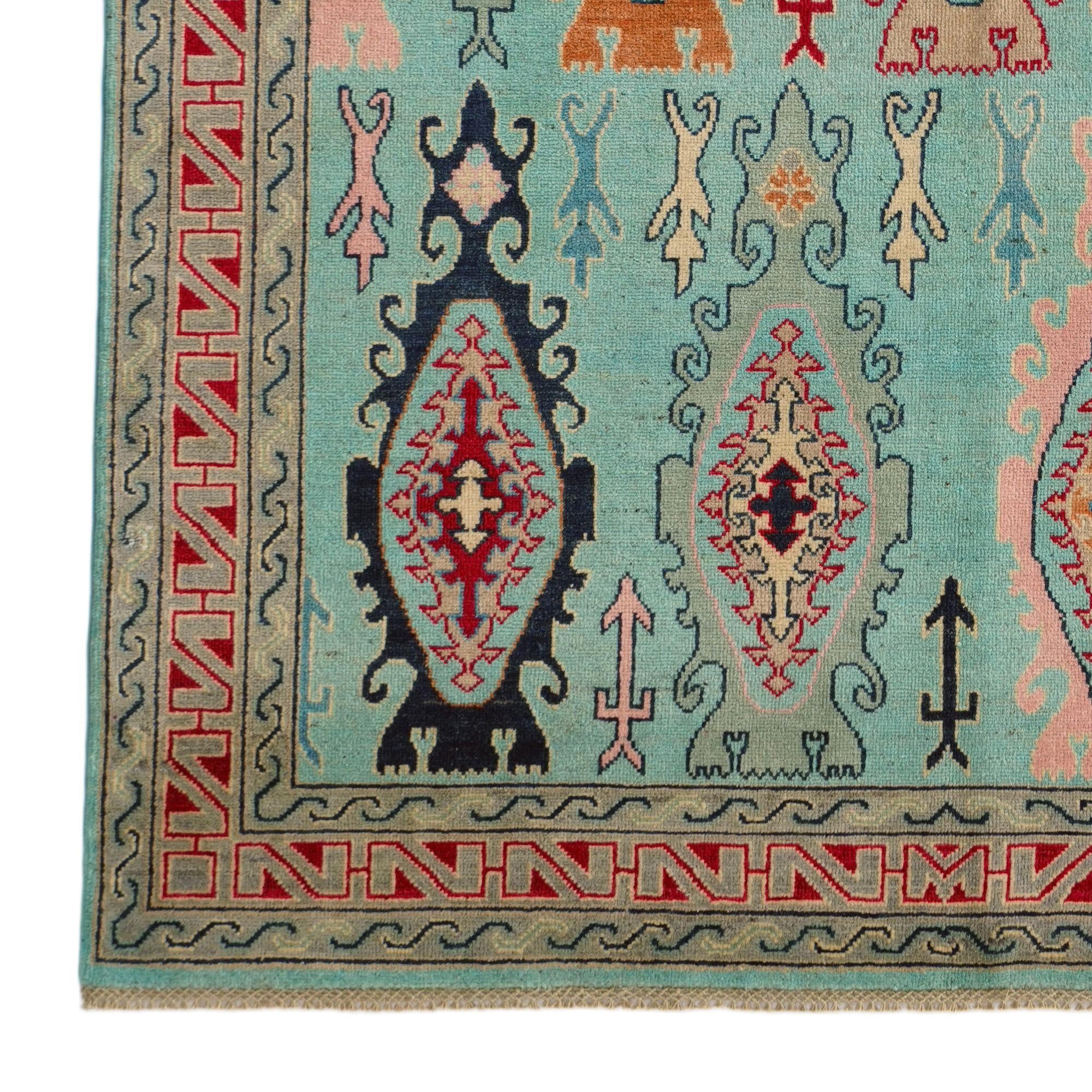 5' 7 x 7' 10 Hand Knotted Kazak Rug