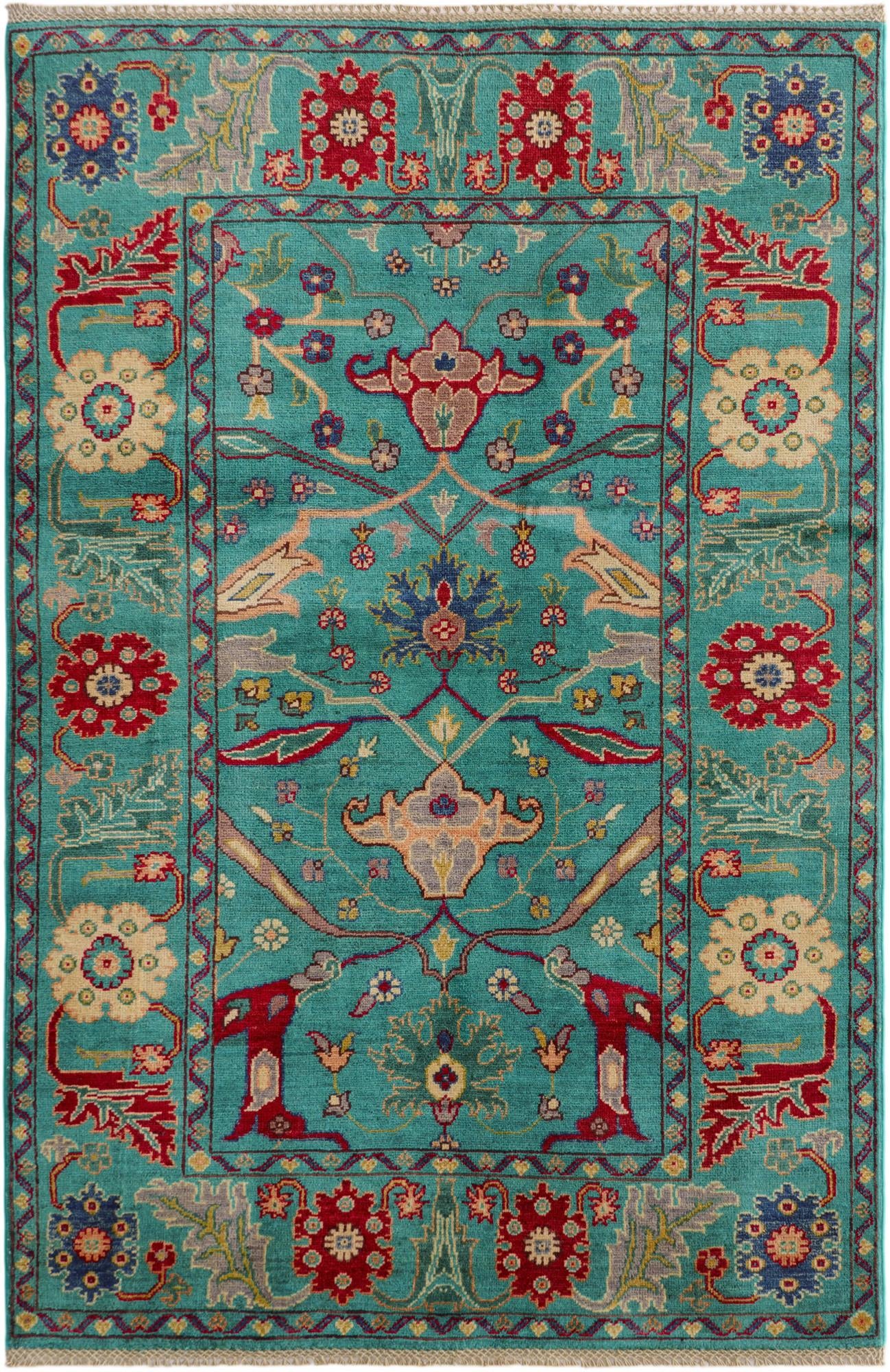 4' 2 x 6' 3 Hand Knotted Kazak Rug