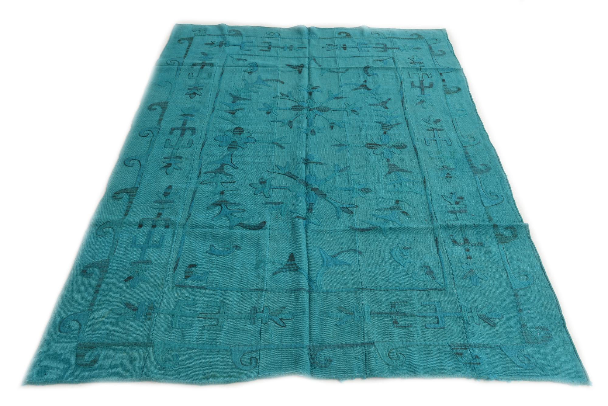 5' 4 x 7' 7 Hand Woven Kilim Suzani Wool Rug