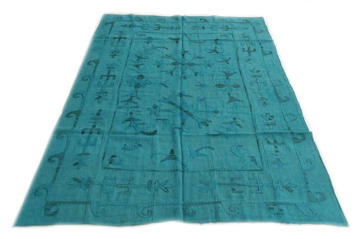 5' 4 x 7' 7 Hand Woven Kilim Suzani Wool Rug