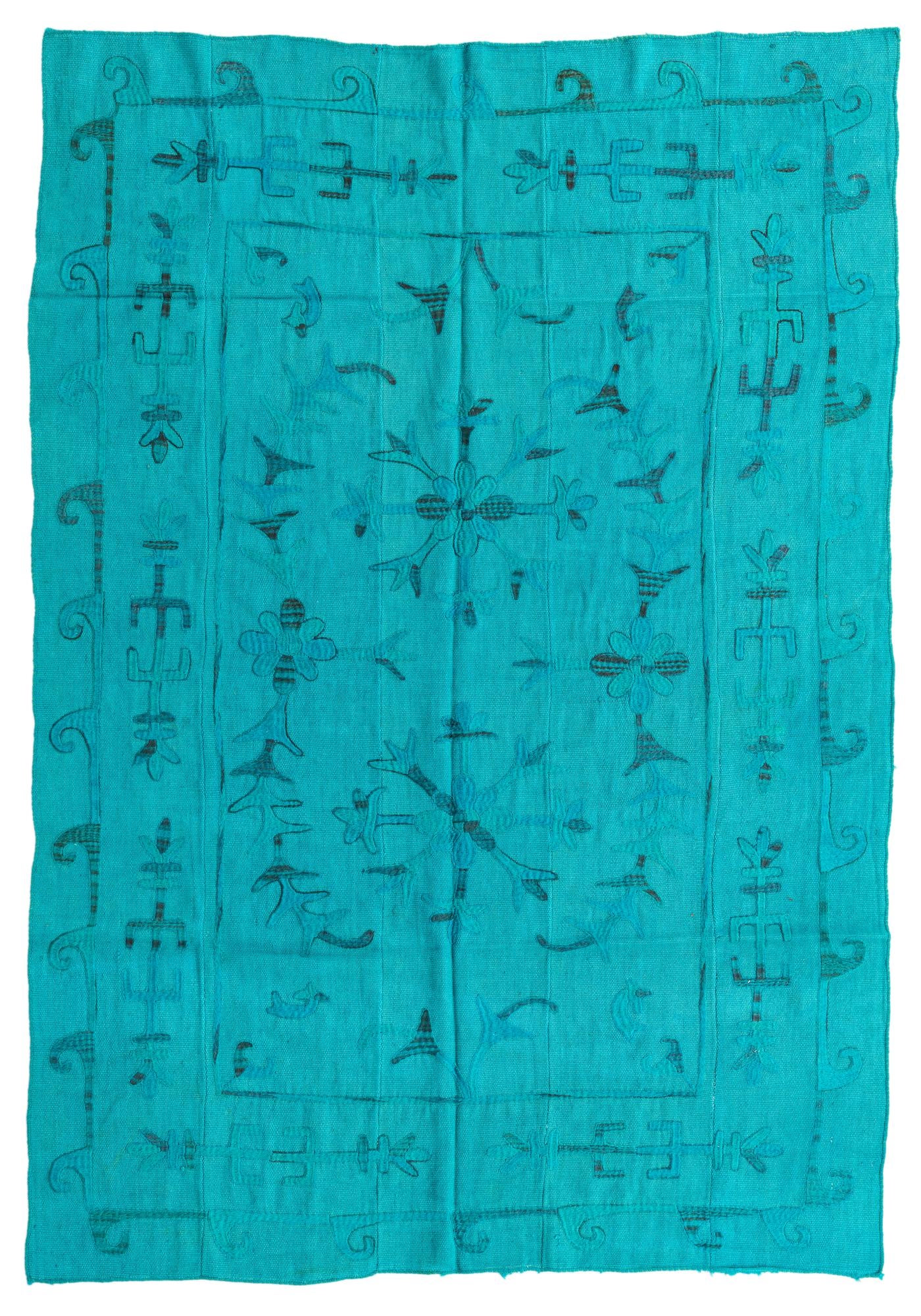 5' 4 x 7' 7 Hand Woven Kilim Suzani Wool Rug