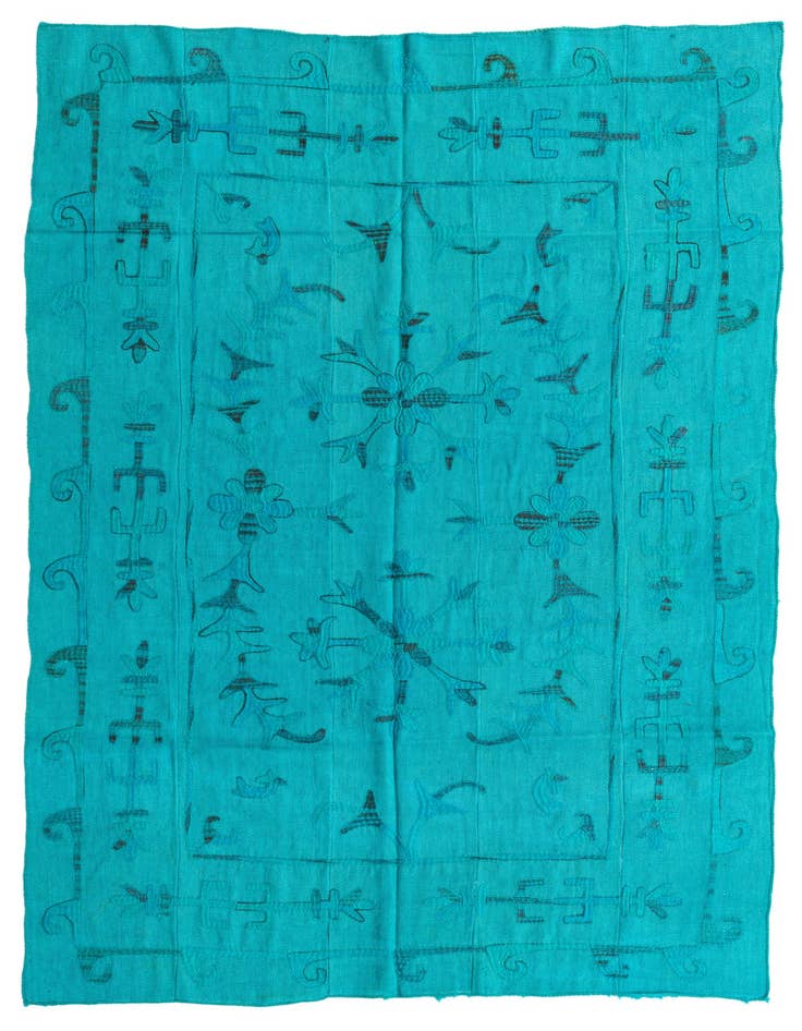 Detail image of 5' 4 x 7' 7 Hand Woven Kilim Suzani Wool Rug