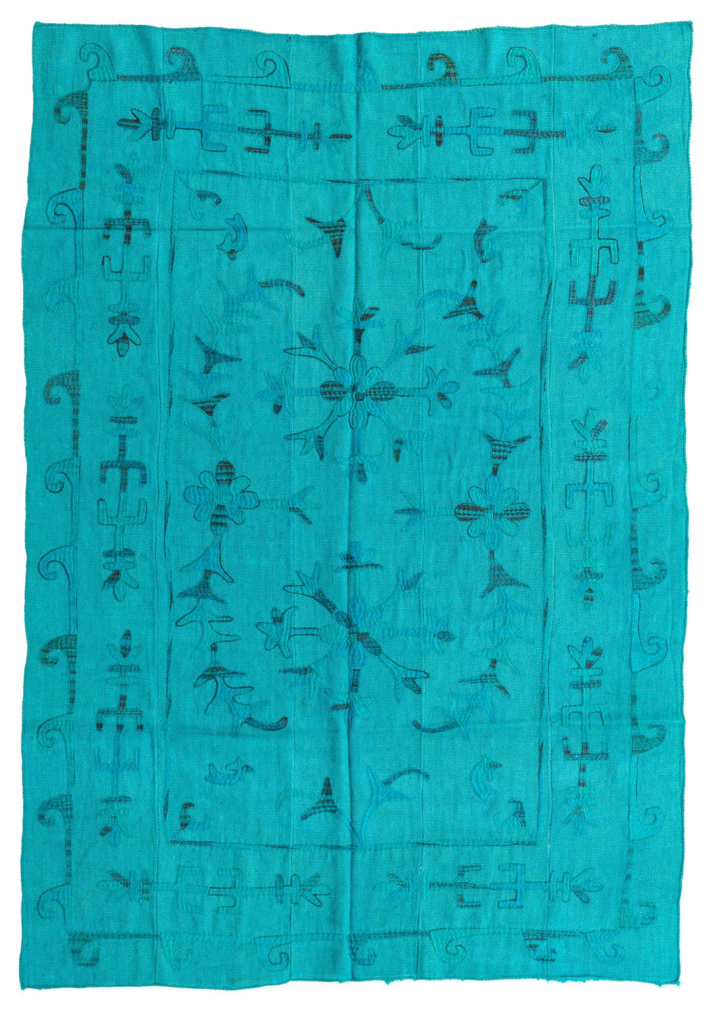 5' 4 x 7' 7 Hand Woven Kilim Suzani Wool Rug