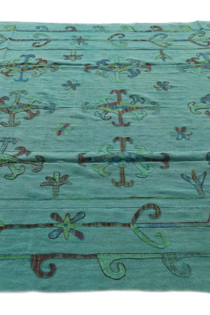 6' 8 x 9' 3 Hand Woven Kilim Suzani Wool Rug