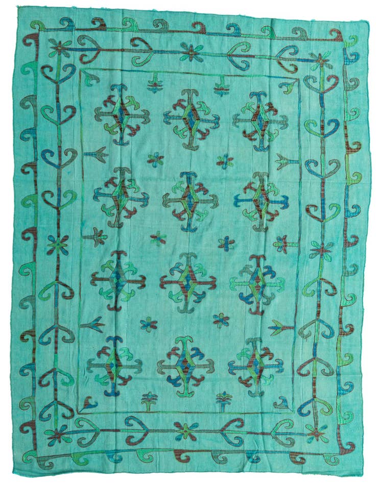 Detail image of 6' 8 x 9' 3 Hand Woven Kilim Suzani Wool Rug