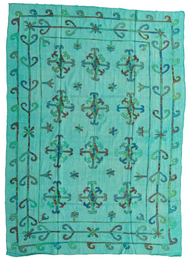 6' 8 x 9' 3 Hand Woven Kilim Suzani Wool Rug