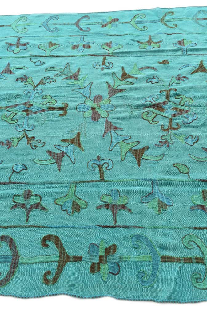 5' 8 x 7' 2 Hand Woven Kilim Suzani Wool Rug