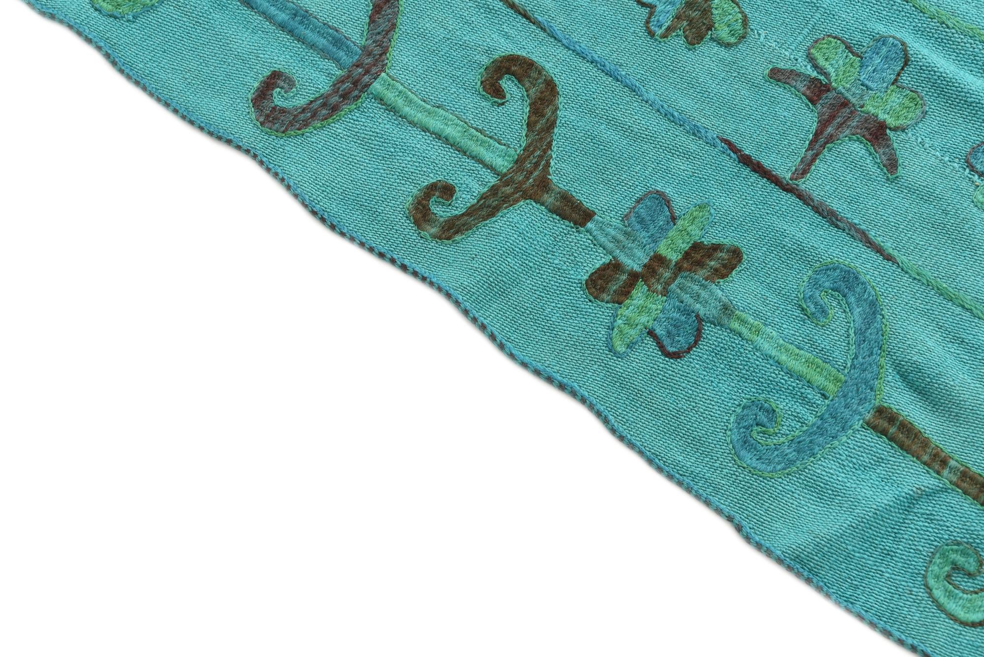 5' 8 x 7' 2 Hand Woven Kilim Suzani Wool Rug