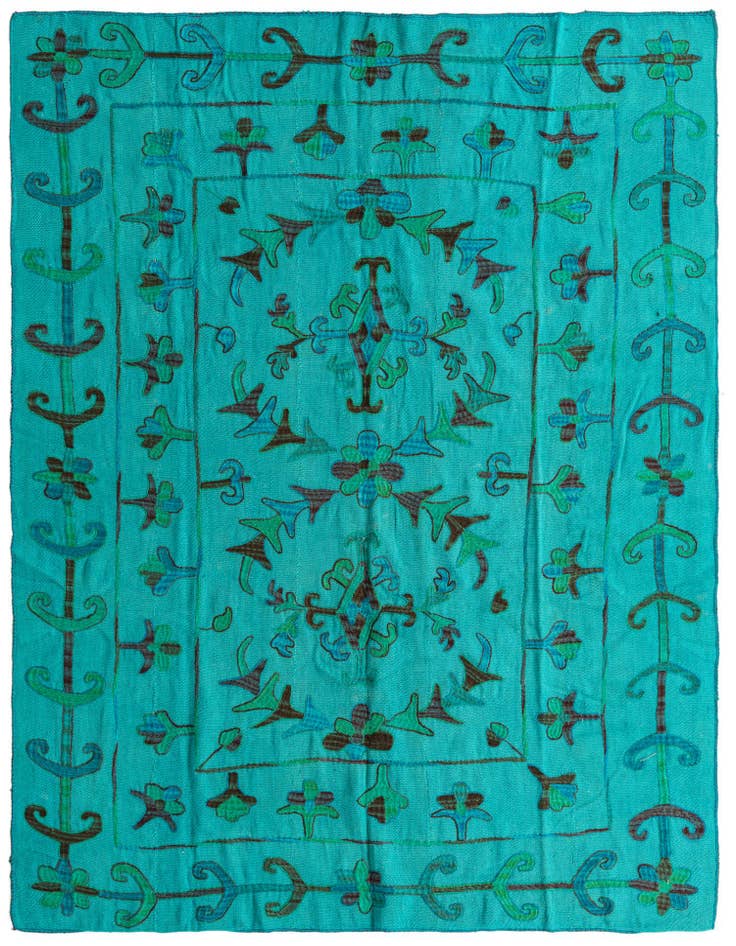 Detail image of 5' 8 x 7' 2 Hand Woven Kilim Suzani Wool Rug