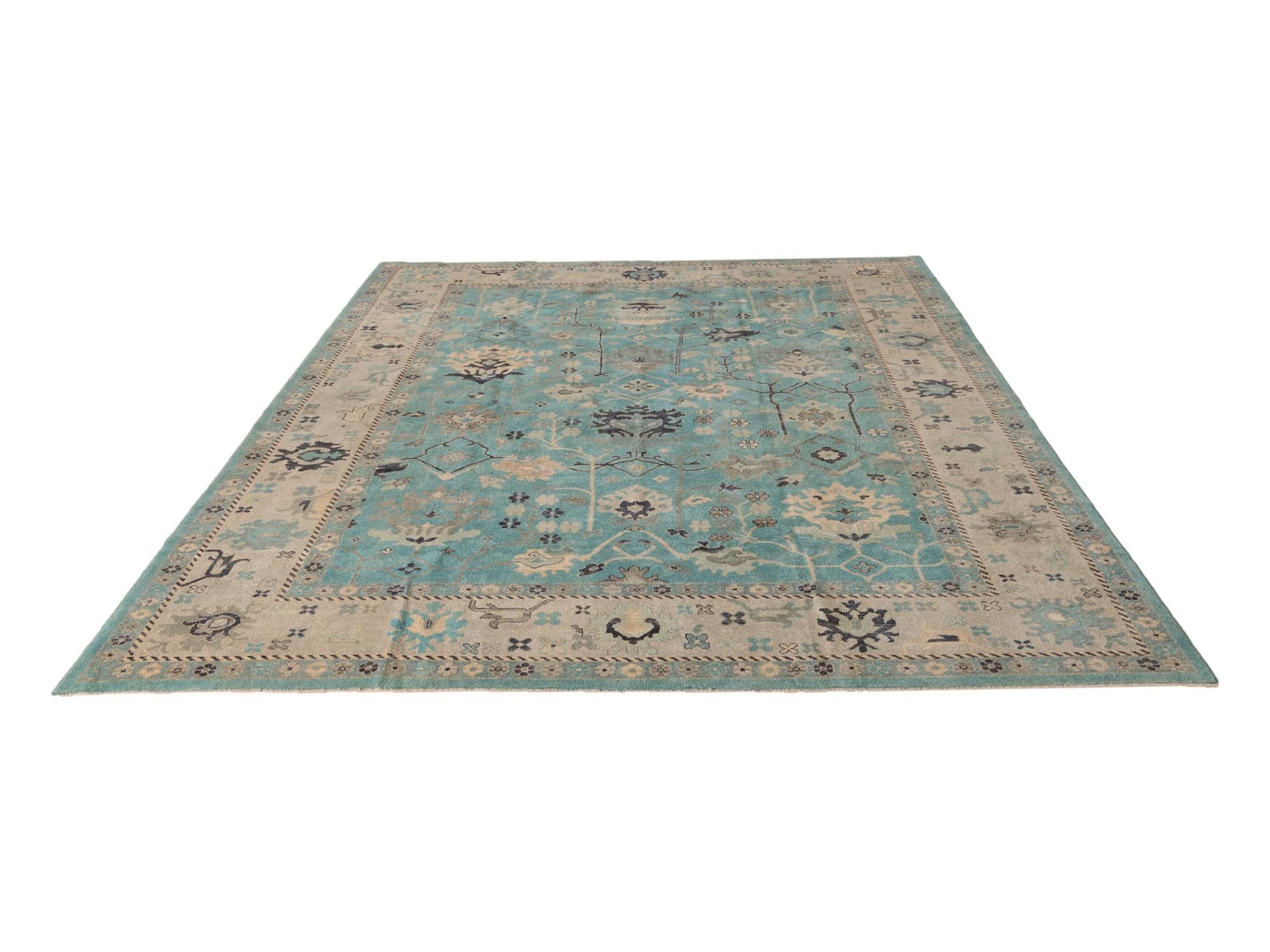 10' 6 x 14' 4 Hand Knotted Oushak Wool Rug