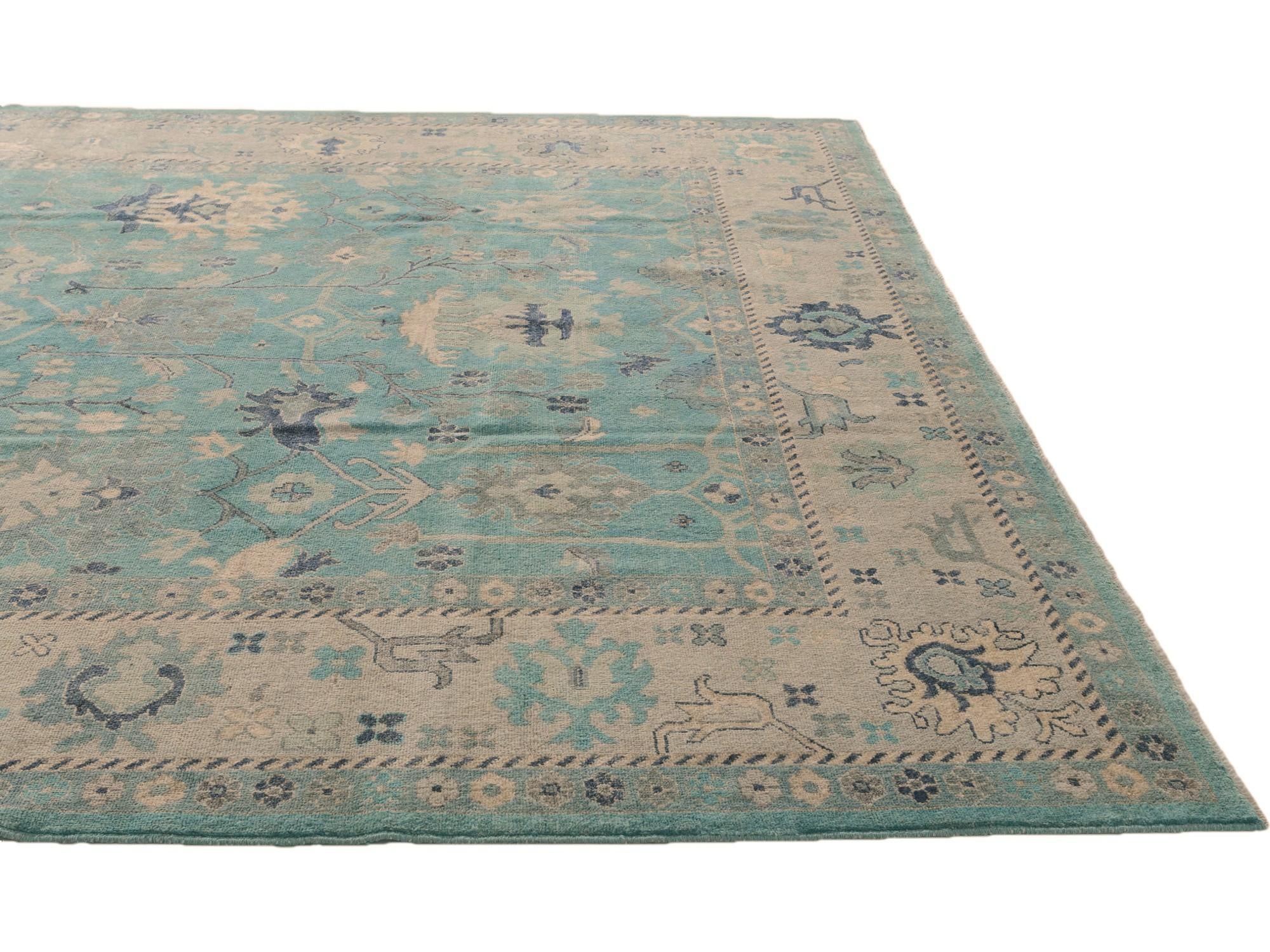 10' 6 x 14' 4 Hand Knotted Oushak Wool Rug