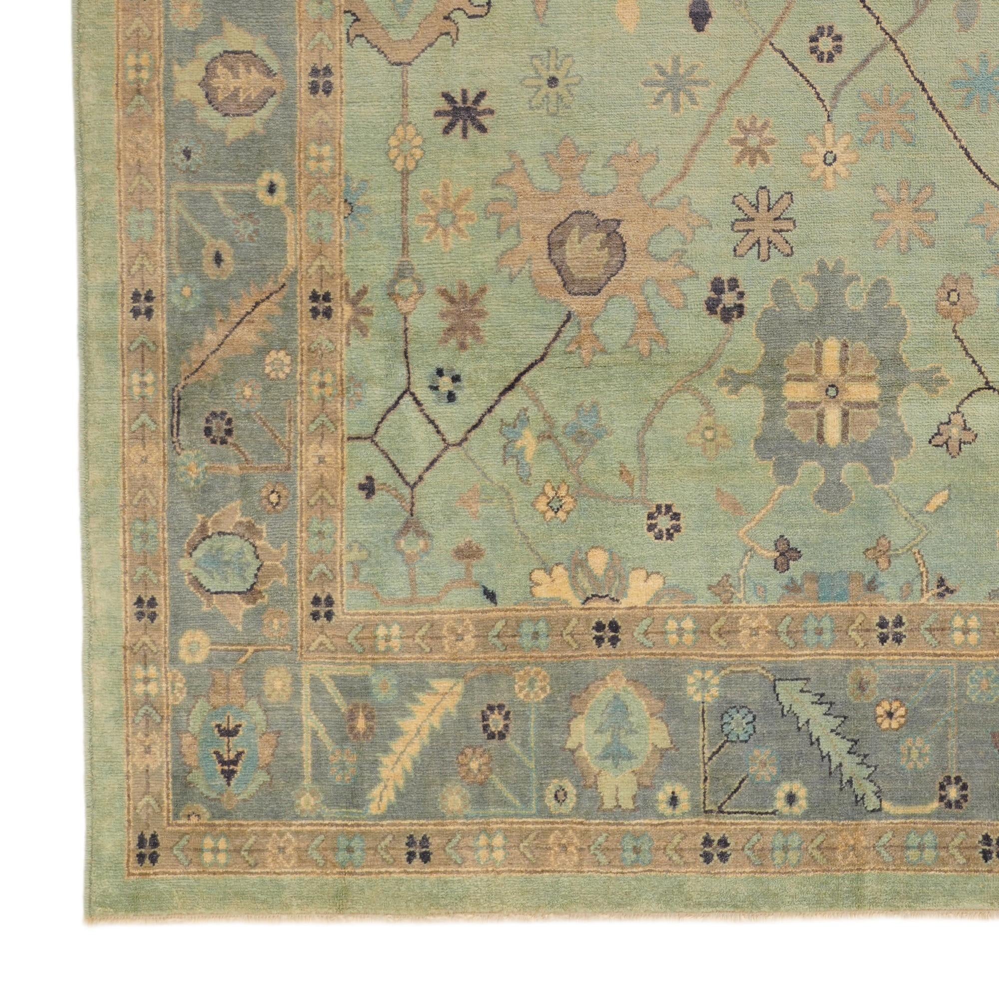 8' 1 x 10' Hand Knotted Oushak Wool Rug